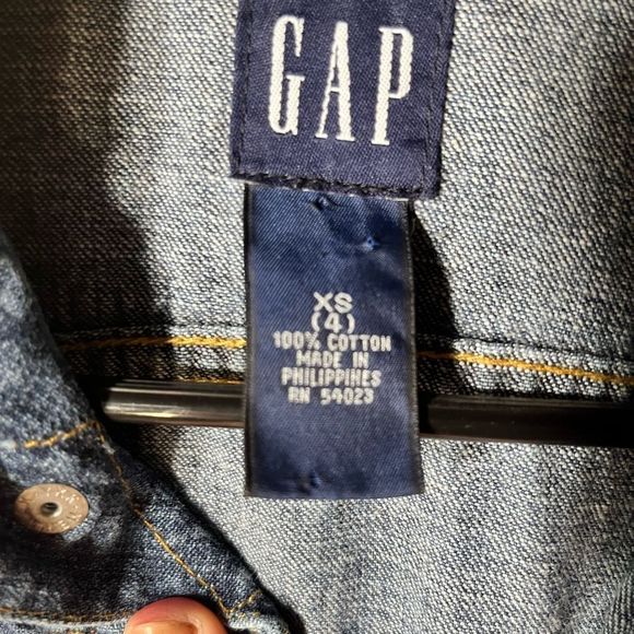 Jacket Gap Sz XS Blue Denim Jacket w Corduroy Collar Snap closure - Picture 3 of 4